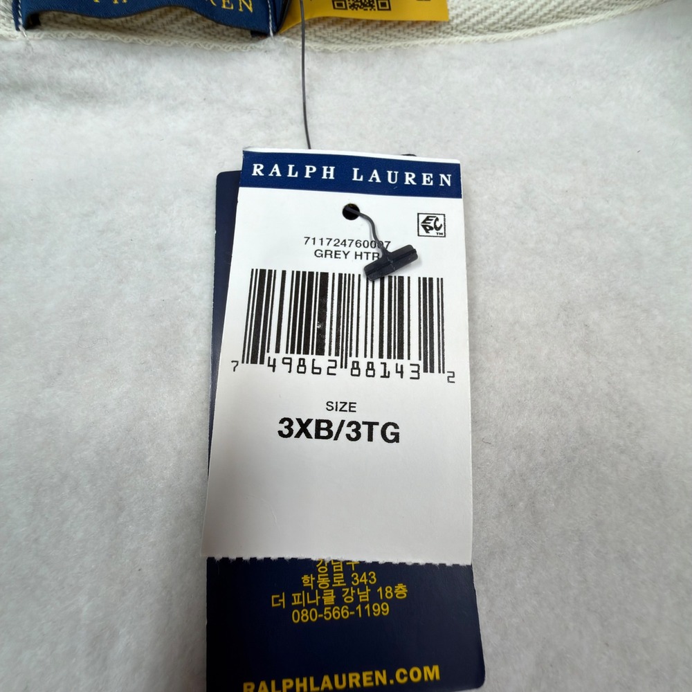 Polo Ralph Lauren Mens 3XB Zip Hoodie Grey Heather Fleece Waffle Lined NWT - Picture 6 of 10